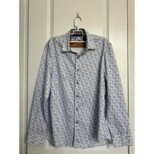 Robert Graham Men’s Button‎ Front Shirt Geometric Multi Rainbow Sunglasses 2XL